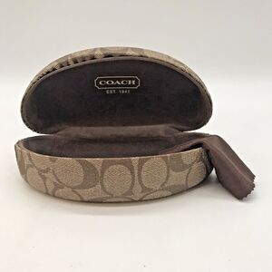 Coach Signature C Monogram Tan Brown Hard Clamshell Eyeglass Storage Flip Case